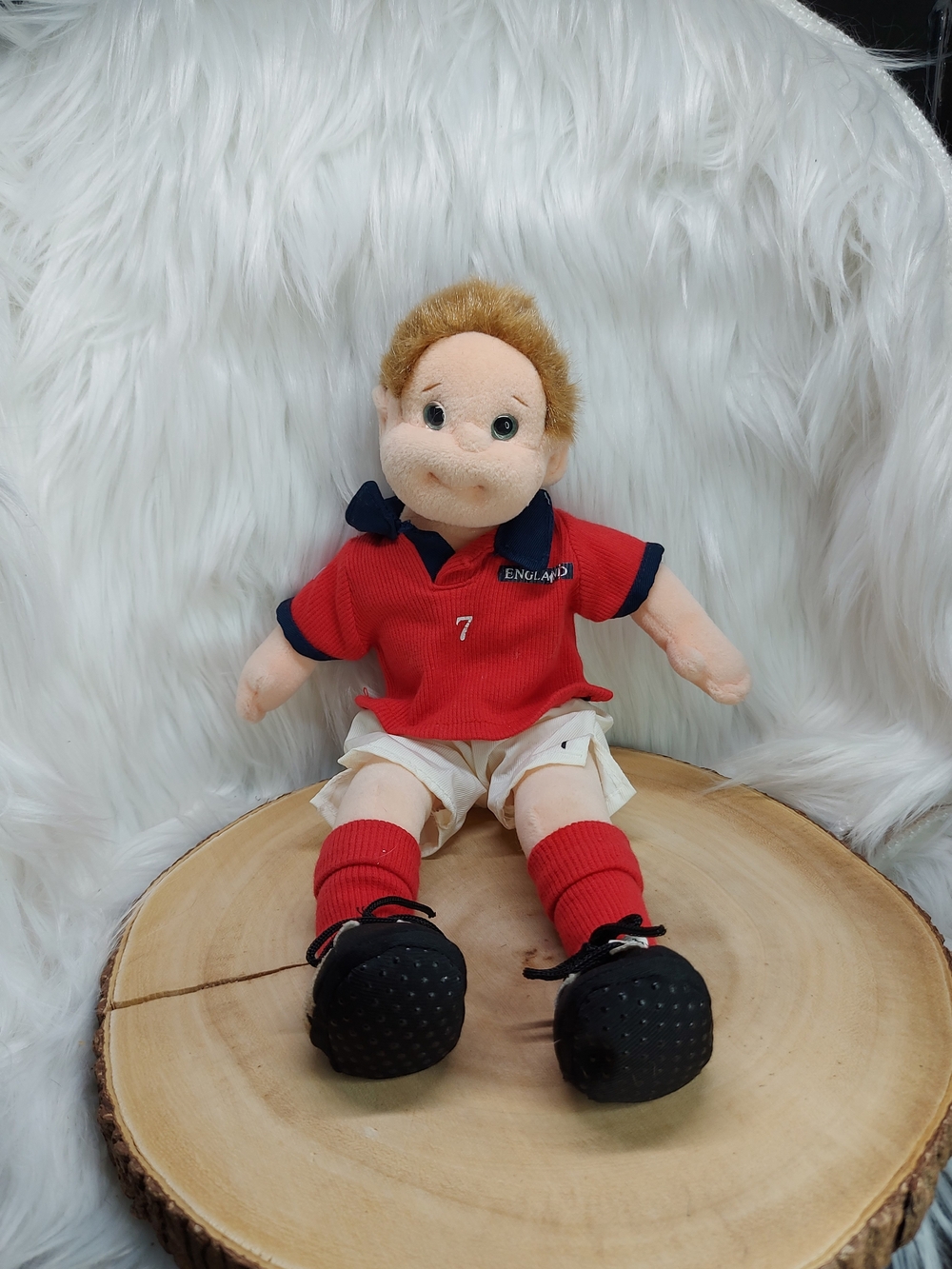 England Soccer Plush TY  Doll in Red #7 Jersey 2001